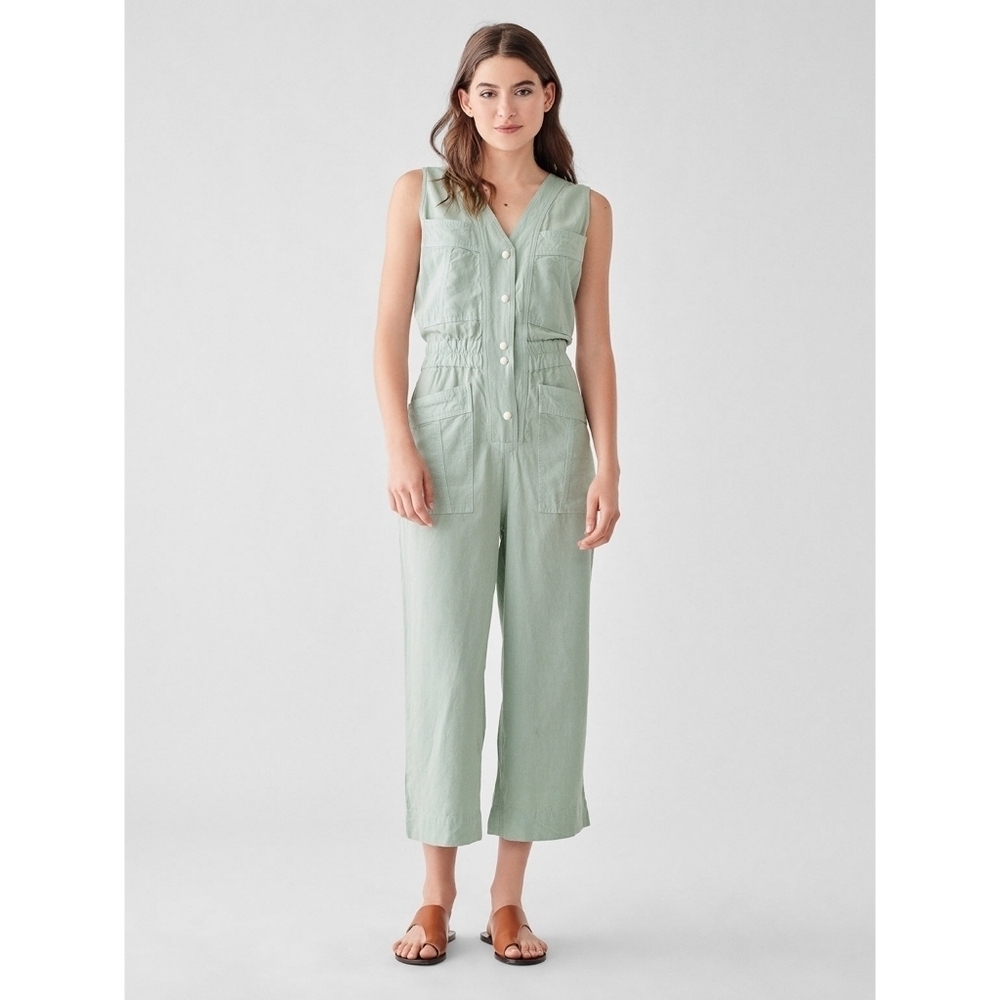 DL1961 // ltd ed debbie sleeveless button front stretch cotton twill jumpsuit